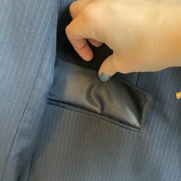 United Colors of Benetton Navy Blue Blazer Subtle Pinstripes Men’s Suit Jacket - Picture 3 of 10